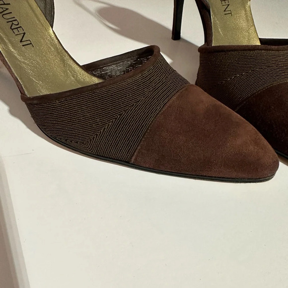 Yves Saint Laurent Brown Slingback Pumps Sz 9M - Picture 10 of 16